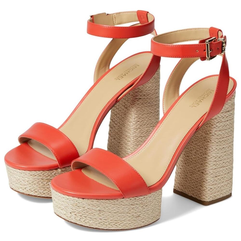 MICHAEL Michael Kors Ashton Platform Espadrille Strappy Sandals Size US 10M Red